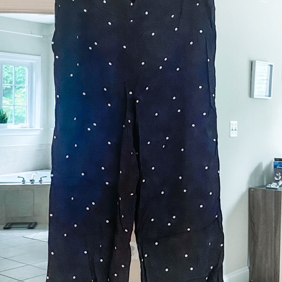 Loft Navy Blue Polka Dot wide leg pants-sz Med - Picture 4 of 4